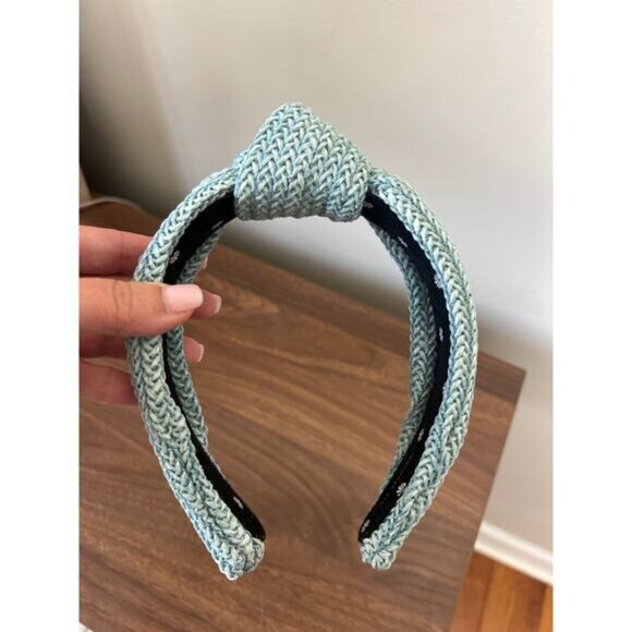 NEW Lele Sadoughi Braided Raffia Knotted Headband Women's Pacific Sky One Size - Picture 4 of 8